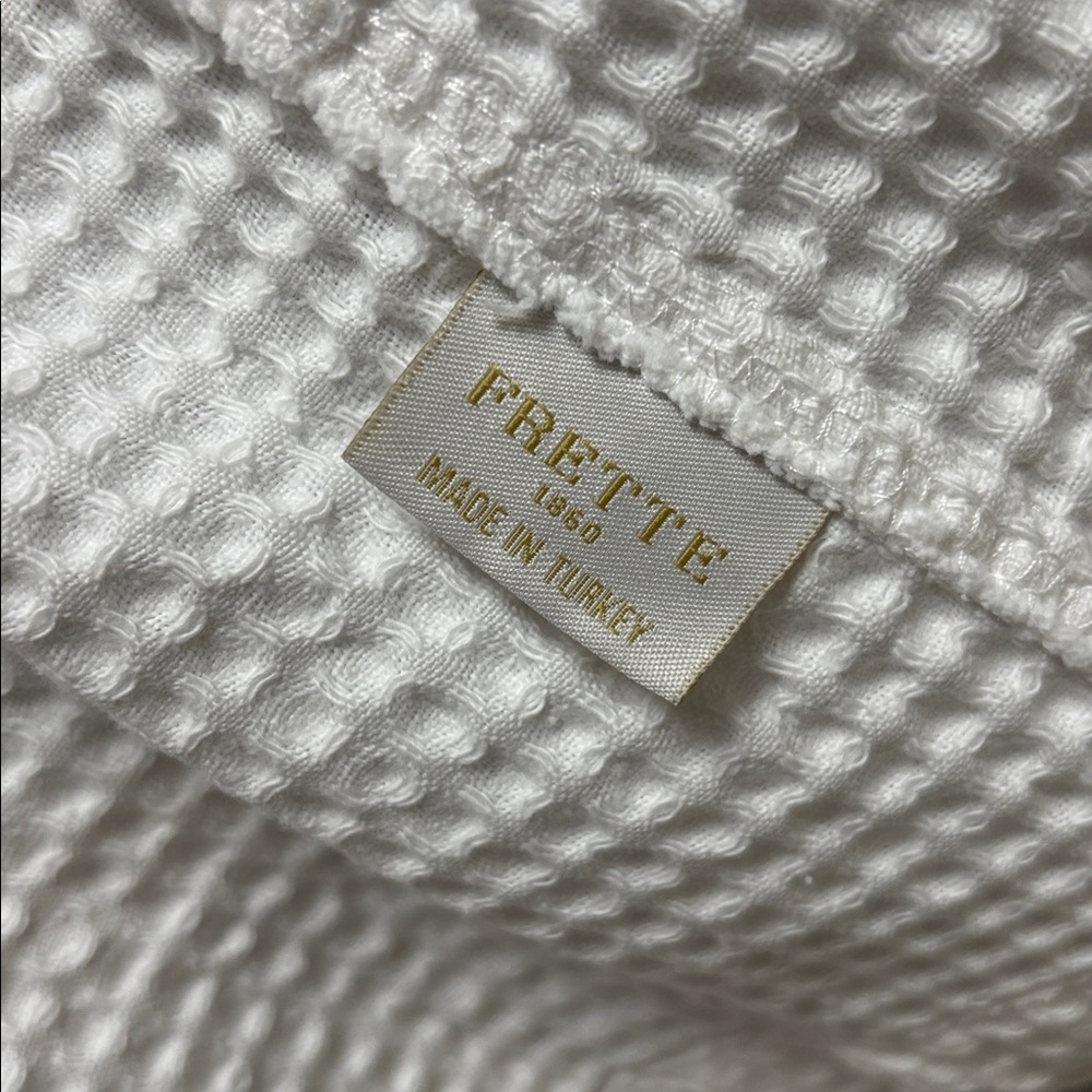 Frette 1860 Waffle 100% Cotton Unisex White Short Sleeve Bathrobe Size XL - Picture 8 of 9